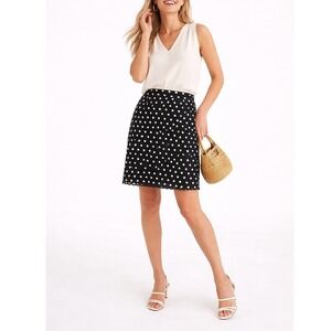 Ann Taylor LOFT Black Eyelet Lace Scalloped Mini Skirt Size 10